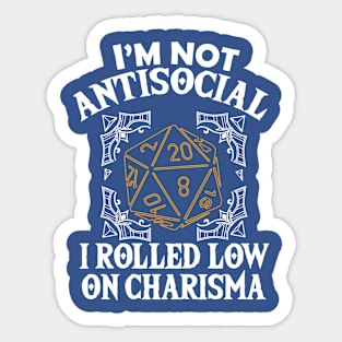 Dragons D20 Dice I'm Not Antisocial 1 Sticker